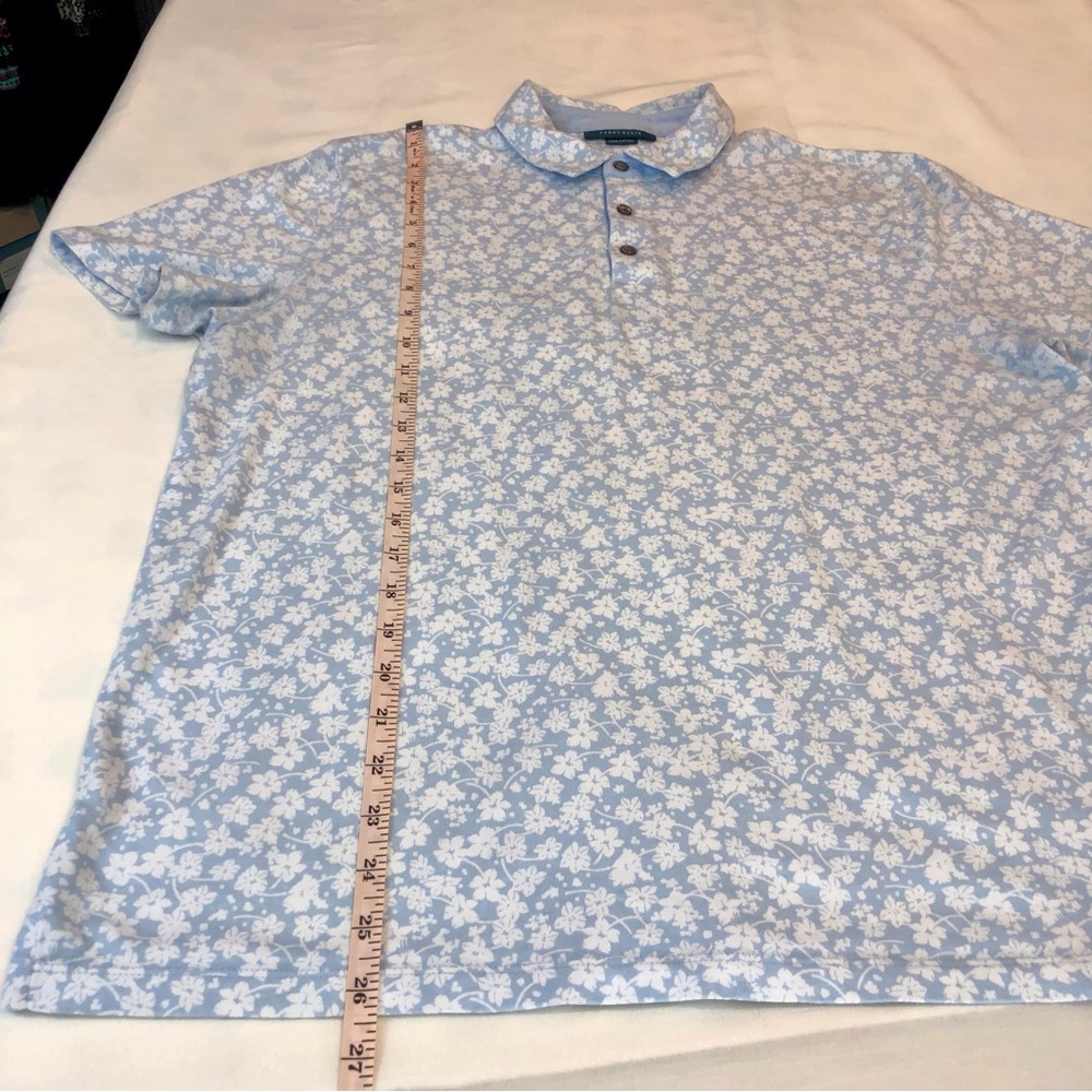 Mens Perry Ellis Blue White Polo Shirt - Picture 11 of 16
